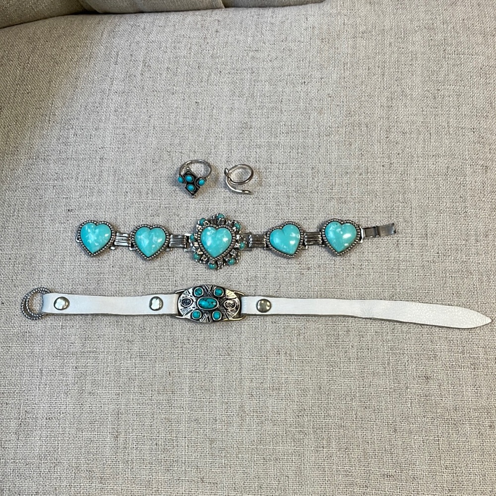 Silver turquoise jewelry bundle.